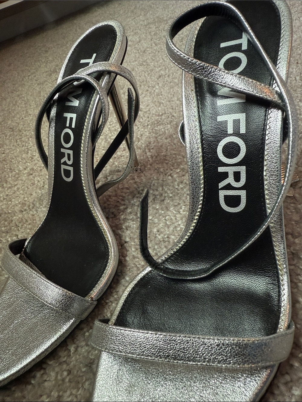 TOM FORD Silver Leather Padlock Sandals 105 size 40 - Picture 8 of 8